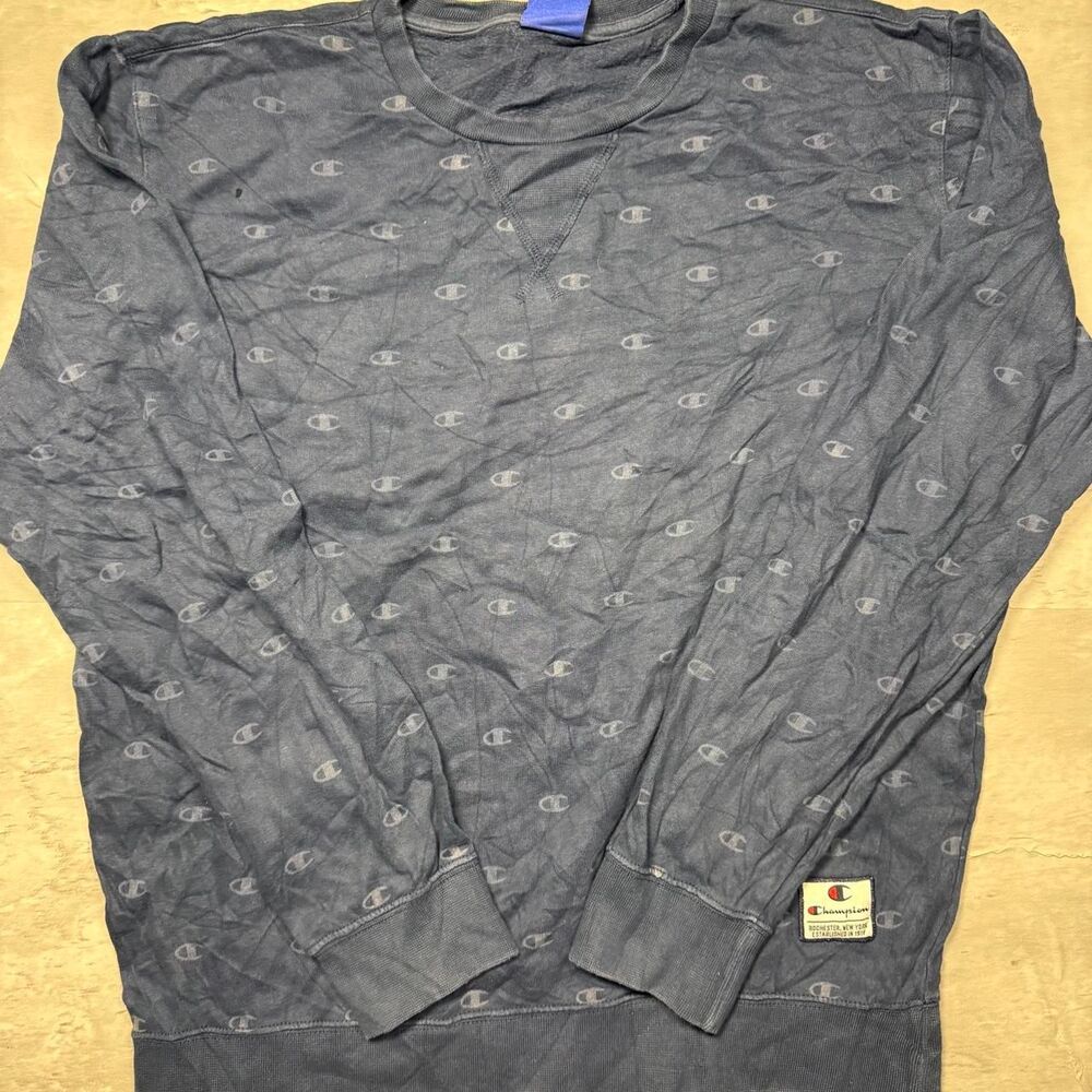 Champion Men's Navy and Blue Sweatshirt